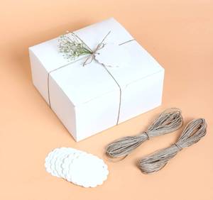 lot 5207 image: mudrit White Gift Boxes (Pack of 20) Size 8x8x4 Inches, Thick Paper Boxes with Lids, Tags & Jute Rope for Bridesmaid Proposals, Wedding Presents, Birthday Party Favor, Baby Shower and Christmas