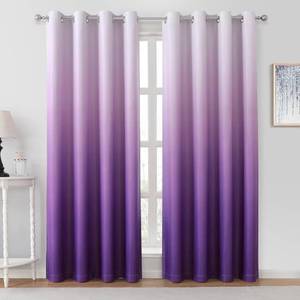 lot 5209 image: HOMEIDEAS Purple Ombre Blackout Curtains 52 X 84 Inch Length Gradient Room Darkening Thermal Insulated Energy Saving Grommet 2 Panels Window Drapes for Living Room, Bedroom