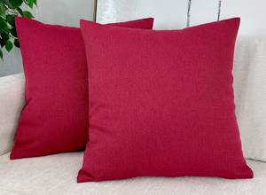 lot 5212 image: Aiking Basket Weave Textured 18x18 Inch Throw Pillow Covers Pack of 2 Elegant Farmhouse Decorative Square Cushion Covers for Sofa Couch Bed Home Decor, Burgundy