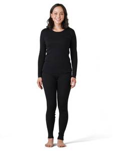 lot 5213 image: LAPASA Womens 100% Merino Wool Base Layer Set Midweight Thermal Underwear Long John TopWarm Cold Weather L91 Small 2. Midweight Black 1-PIECE