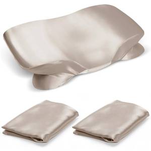 lot 5216 image: 2 Pack Satin Pillowcase for Zelimun Cervical Pillow, Contour Pillow Case Cover, Soft and Smooth Pillowcase Cover with Zipper (Champange)