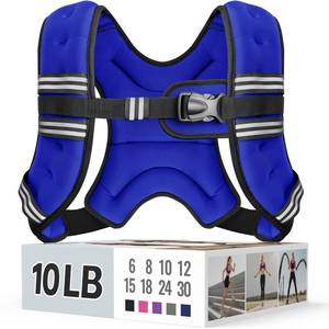 lot 5222 image: Zeerun Weighted Vest for Women & Men with Reflective Stripe and Adjustable Buckle, Comfortable & Durable Rucking Vest for Walking, Running & Strength Trainin, 10LBS-Blue