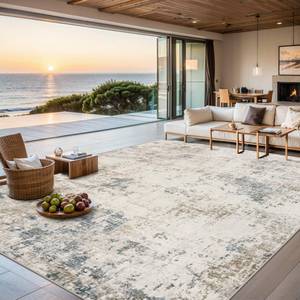 lot 5224 image: 8x10 Area Rugs for Living Room - Washable Rug Modern Abstract Soft Large Neutral Non-Slip Carpet Indoor Floor Stain Resistant Thin Carpets for Bedroom Dining Room Farmhouse Nursery Home Office Multi