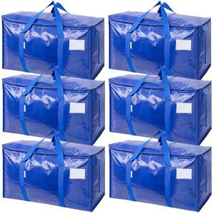 lot 5227 image: TICONN 6 Pack Extra Large Moving Bags Heavy Duty with Zippers & Carrying Handles, Durable Storage Bags Moving Boxes for Closet Organizers and Storage (6 Pack, Blue)