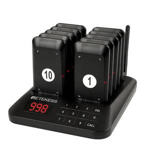 lot 5235 image: Retekess TD157 Vibrating Pager System, Buzzers for Restaurant, 984ft Long Range, Set with Vibration, Flashing and Buzzer, 10 Pagers and Beepers for Food Truck, Bars, Food Court