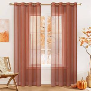 lot 5077 image: MIULEE Solid Color Sheer Curtains 96 Inches Long 2 Panels Set - Elegant Lightweight Grommet Light Filtering Window Voile PanelsDrapesTreatment for Bedroom Living Room W42 x L96 Inch, Orange