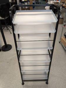 lot 57 image: 7-Tier Storage Shelf with Clear Trays  - Retail $59