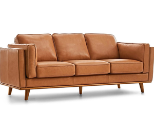 Valencia Artisan Full Leather Sofa 88" - Pure Full Italian Nappa Leather Couch, Solid Wood Accent, Ultimate Comfort, Cognac Tan - Retail: $1,549