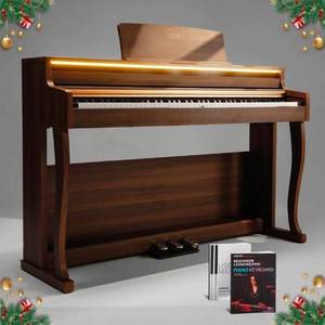 AKLOT Upright Digital Piano Keyboard: 88-Key Graded Hammer Action Weighted Keyboard with Ambient Light, Triple Pedal, USB-MIDI, Dual 25W Speakers, Beginner Lesson Book, Headphones, Stickers, AUR-LS02 - Retail: $899