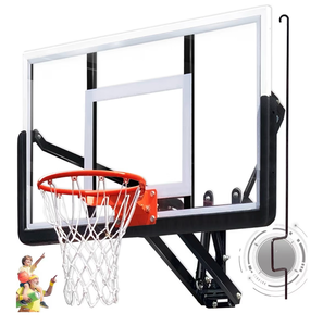 54.5" Wall Mounted Basketball Hoop 1/4" Shatterproof PC Backboard Basketball Goal with Adjustable Height for Garage, Indoor & Outdoor Use - Retail: $299
