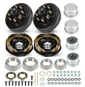lot 16481 image: Trailer Axle Electric Brake Kit, Pair of 8-6.5 Bolt Circle Brake Drum with 12 x 2 Electric Brakes for 5200-7000 lb Axles(Manual adjusting), Replacement 12 Brake Hub Drum Assembly - Retail $265