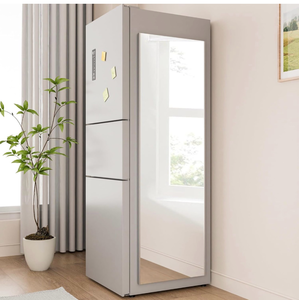 lot 16495 image: brisafe Magnetic No Drilling NanoMirror Non-Glass Wall Mirror, Ultra Lightweight, 63 x 20, Strong Adhesion for Refrigerators, Glass Walls, Wooden Doors, and More, White - Retail $179