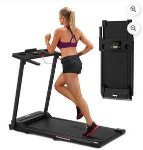 lot 16506 image: Tomile 300 lbs Portable Folding Treadmill, 3.0 HP Foldable Treadmill for Home Office, Walking Running Treadmill with LED Display for Exercise - Retail $179