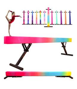 lot 16510 image: 8 Ft Gymnastic Balance Beam with Adjustable Height From7 inch to 22 inch for Kids Children Home Practice, Adjustable Balance Beam with Leg, High and Low Floor Gymnatic Training Beam - Retail $129
