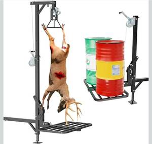 lot 16512 image: Hitch Game Hoist with Lifting Platform �� 360° Foldable Hoist & 250lb Lift for Trucks, Pickups �� Mounts on 2�� Hitch for Safe Game Loading �� 400lb Capacity - Retail $172