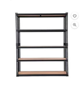 lot 16513 image: Alvantor 5-Tier Heavy Duty Shelving Unit 1500LBS Capacity, 71H x 35.4W x 15.7D Industrial Storage Rack, Black - Retail $0