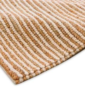 lot 16515 image: FRELISH DECOR Wool and Jute Premium Handwoven Chunky Stripes Rug - Contemporary Area Rug for Living Room Bedroom (8 x 10 - Natural Ivory) - Retail $319