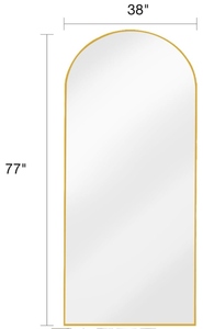 lot 16519 image: Full Length Mirror with Stand, 41x81 Floor Mirror Freestanding, Arched, Oversized Mirror Full Length(Gold) - Retail $199