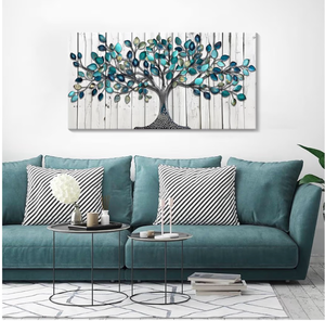 lot 16529 image: CHATYOUNG Wall Art for Bedroom - Modern Paintings Wall Pictures Green Tree of Life Landscape Artwork for Living Room Bathroom Dining Room Office Kitchen Home Decor 72x32 - Retail $169