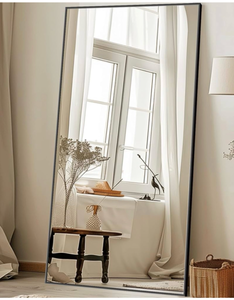lot 16530 image: Antok Full Length Mirror, 81x41 Oversized Floor Mirror Freestanding, Full Body Mirror Floor Standing Mirrors with Stand, Hanging Mounted Mirrors for Living Room Cloakroom,Black,Rect Style - Retail $249