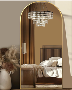 lot 16533 image: Antok 68 x26�� Arched Full Length Floor Mirror, Gold Aluminum Frame, Free StandingWall MountLeaning for Bedroom, Living Room, Dressing Room - Retail $89