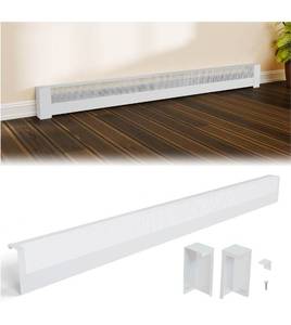 lot 16550 image: 6ft Galvanized Steel Baseboard Heater Cover with Left and Right End Caps, High Quality Easy Installation Electric Baseboard Cover for Bathroom and Hydronic Home Heating Systems, BHC6 - Retail $212