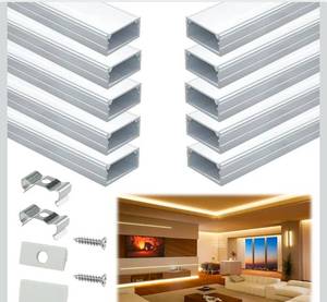 lot 16551 image: Muzata 10Pack 6.6FT2M Wider LED Channel Silver Aluminum LED Strips Diffuser Channel with Milky White Cover U102 WW 2M - Retail $99