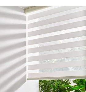 lot 16587 image: Persilux Cordless Zebra Blinds for Windows Free-Stop Roller Shades (71 W X 72 H, Cream) Dual Layer Light Cintrol for Day and Night, Light Filtering Sheer Shades for Home, Easy to Install - Retail $112