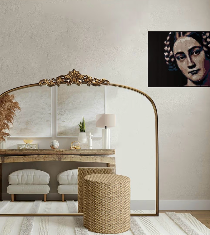 lot 2696 image: Vintage Gold Ornate Baroque Mirror - 36X30 Arched Antique Brass Mirror with Full Metal Frame - Ideal for Entryway, Fireplace, Living Room, Hallway or Wall Decor (Upgrade Tempered Glass) - Retail $150