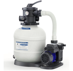 lot 8454 image: AQUASTRONG Sand Filter Pump for Above Ground Pool, Pool Pumps Above Ground,Pool Sand Filter with 6-Way Valve,Improved Circulation and Filtration, 14in, 23 HP 3000 GPH with Timer - Retail $0