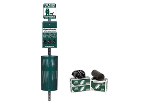 lot 8468 image: ZERO WASTE USA - Rust Proof Aluminum Dog Waste Station - Free 400 Waste Roll Bags & 25 can Liners - 10-Year Warranty - Over 500k Sold in USA (Green) - Retail $300