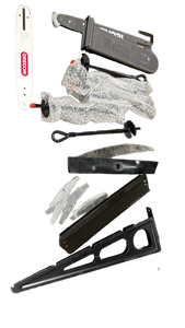 lot 8473 image: Lot of misc lawn accessories (chainsaw blades, mowing blades, etc  - Retail $45
