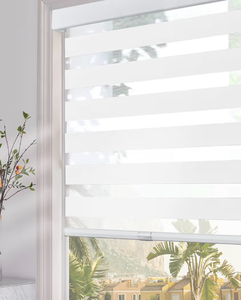 lot 8476 image: Persilux Cordless Zebra Blinds for Windows (30 W x 72 H, White) with Upgraded Cassette Light Filtering Dual Layers Sheer Thermal Insulated Roller Blinds for Office, Easy to Install - Retail $0