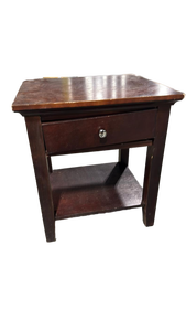 lot 8479 image: Wooden Side Table with Drawer (drawer is ajar) - Retail $45