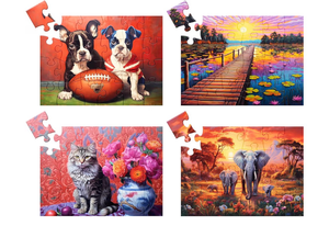 lot 2003 image: 4 Pack 24 Large Piece Jigsaw Puzzles Dementia Alzheimers Products and Activities for Elderly Seniors Puzzle Alzheimers Cognitive Game Easy Puzzle for Adults Gift for The Elderly with 4 Storage Bag