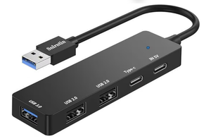 lot 2009 image: USB Hub 5 Ports, Multi-Port Hub with USB 3.0, USB A Splitter for Laptop with USB C Data Port, Portable USB Mini Multiport Expander for Laptop, PC, HDD, Desktop, HP, Dell XPS, etc