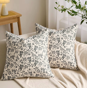 lot 2010 image: Farmhouse Throw Pillow Covers Couch Floral Decorative Pillow Covers 18x18 Square Cushion Cases for Sofa Couch Outdoor Living Room Home Decor Rustic Flowers Accent Pillow Covers Set of 2,Dark Gray