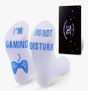 lot 2027 image: QAPIZM Do Not Disturb IM Gaming Socks, Men Gifts Ideas Valentines Day Kids Valentine Boy Gamer Sock Gift for Mens Dad Father