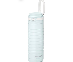 lot 2028 image: Ideus Insulated Stainless Steel Water Bottle 14 oz Lockable Lid & Leakproof Travel Coffee Mug for HotCold Beverages Fits Most Cup Holder (Light Blue)