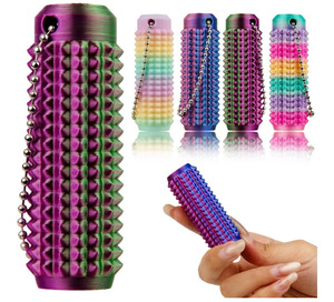 lot 2030 image: 4 PCS Little Ouchies Pain Fidget Toy, Pocket Mini Pain Stim Fidget Toys for Office Workers to Stress Relief, 3D Printed Spiky Grippie Stim Keychain (Coloful,Mix Rainbow)