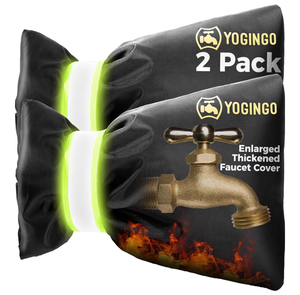 lot 2033 image: Outdoor Faucet Covers for Winter Freeze Protection, Hose Bib Covers for Winter, Water Spigot Cover Winter Insulated, 2 Pack 6.7 x 9.5 Pipe Wrap Insulation Cover Socks Outside Faucet Freeze Protector