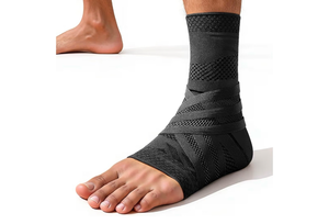 lot 2043 image: Ankle Brace for Men & Women X-Shaped Compression & Breathable Mesh Adjustable Ankle Compression Sleeve With 2 Gel Pads,Ankle wrap for Plantar Fasciitis Relief, Achilles Tendonitis, Swelling, Pain Relief & Injury Recover