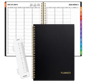 lot 2047 image: SUNEE 2026 Appointment Book 15-Minute Time Block - Daily, Weekly & Monthly Spiral Planner with Note Section - Thick Paper, Lay-Flat Bound - 8.5 x 11 for Office, School, Men & Women, Black