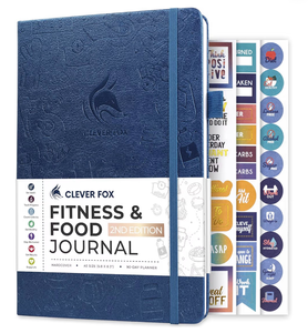 lot 2051 image: Clever Fox Fitness & Food Journal �� Nutrition & Workout Planner for Women & Men �� Diet & Gym Exercise Log Book with Calendars, Diet & Training Trackers - Undated, A5 Size, Hardcover (Mystic Blue)