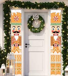 lot 2052 image: Tatuo 2 Pcs Christmas Nutcracker Door Banners Gingerbread Nutcracker Porch Banner Cane Candy Soldier Porch Signs Xmas Holiday Nutcracker Door Decors for Outside Indoor Outdoor Party Supplies Decor