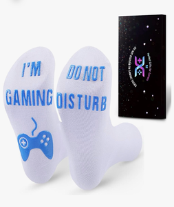 lot 2076 image: QAPIZM Do Not Disturb IM Gaming Socks, Men Gifts Ideas Valentines Day Kids Valentine Boy Gamer Sock Gift for Mens Dad Father