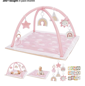 lot 2087 image: Washable Tummy Time Mat, Baby Play Gym with 6 Featured Toys, Baby Gym for Infant & Toddler, Larger Baby Play Mat, Deluxe Baby Play Mats for Floor, Sensory and Motor Skill Development, Non Slip, Pink
