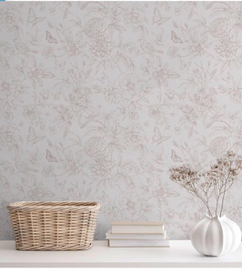 lot 2089 image: Dimoon 17.3 X 78.7 Peel and Stick Wallpaper Floral Contact Paper Boho Beige White Renter Friendly Natural Wall Paper Waterproof Removable Self Adhesive Wallpaper for Bedroom Livingroom Vinyl Roll