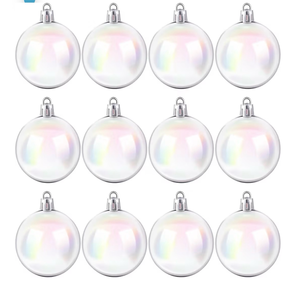 lot 2094 image: Jutom 36 Pcs Christmas Iridescent Ornaments Ball Clear Plastic Bubbles Cauldron Halloween Hanging Ornament Balls Bulk Wedding Decorative Rainbow Hanging Craft for DIY Witch Magic Pot (1.57 Inch)