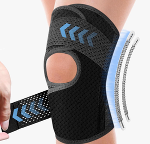 lot 2100 image: Ultra Breathable Knee Brace with Side Stabilizers for Women & Men, Adjustable Knee Support for Knee Pain Relief, Meniscus Tear, Arthritis, Tendonitis, ACL, MCL and Injuries Recovery, Anti-Slip Fit for Sports & Workout (Black, Medium)